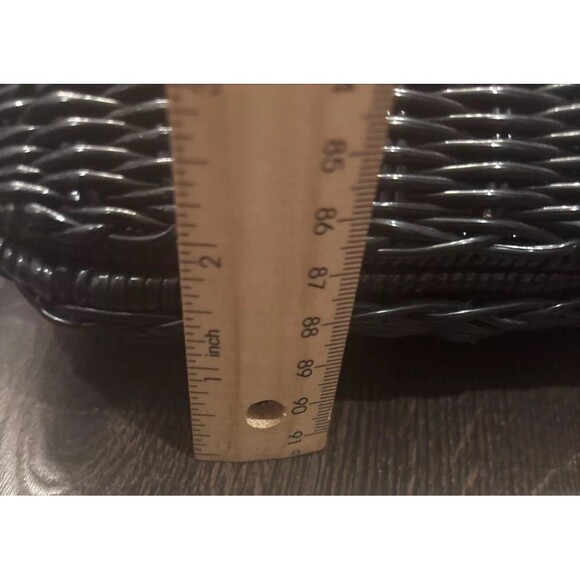 VTG Magid British Hong Kong Woven Wicker Like Basket Purse Handbag Black Gold - Picture 9 of 9